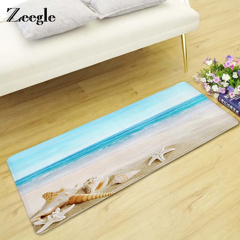 Zeegle Doormat Floor Mat Bathroom Carpet Beach Sand Pattern Living Room Rug Non-slip Bath Mat Entrance Decor Mat