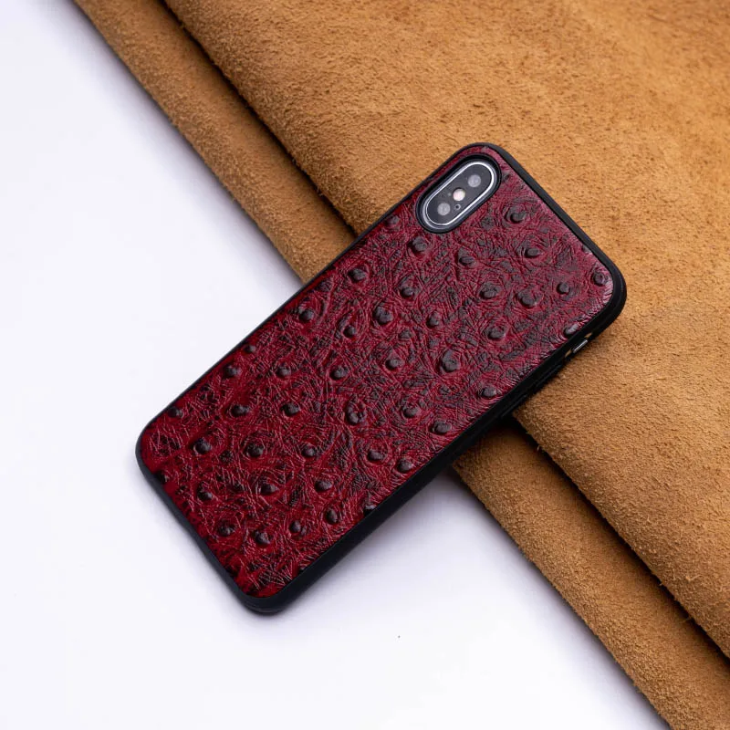Страусиная кожа чехол для телефона для IPhone X XS Max XR чехол для Apple 5 5S SE 6 6S 7 8 Plus защитный чехол для телефона - Цвет: Красный