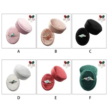 

Oval Velvet Ring Box Single Ring Display Holder with Detachable Lid Ring Box Holder for Wedding Ceremony(Green)