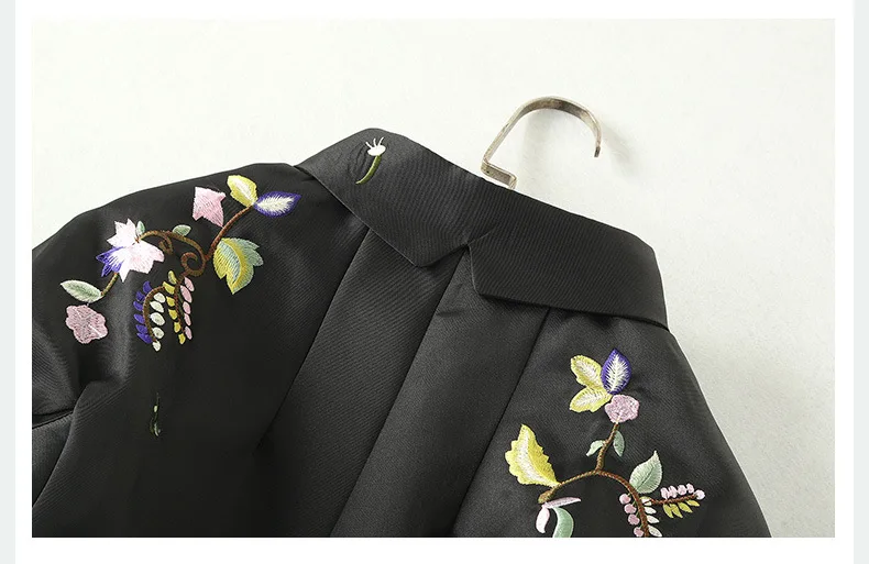 Осень и зима европейский и американский стиль ретро элегантный воротник стойка машинная вышивка скрытая кнопка свободный крой Тренч