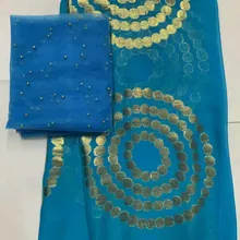 Чистый шелк ткань с mossaic золото африканская ткань Африканская кружевная ткань 2+ 5 ярдов французское кружево с Бисером Дубай кружево для платья ZDL-B5