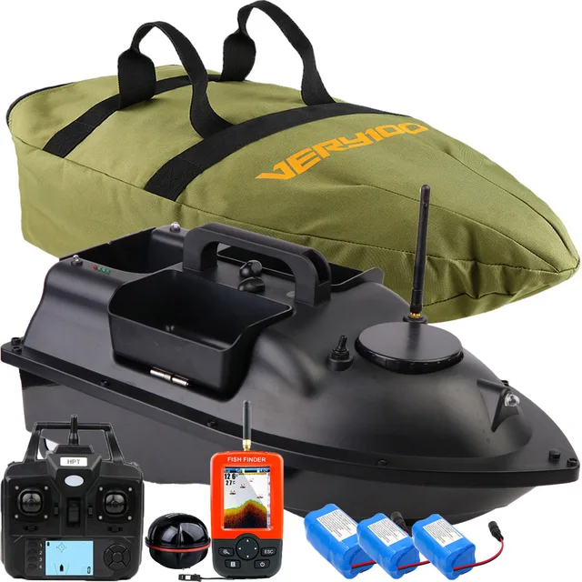 $US $259.99 Wireless GPS Black Fishing Bait Boat With 3 Hoppers Carp Fishing Hook Post Speedboat+GPS LCD Fishfinder+Handbag+Spare Batteries