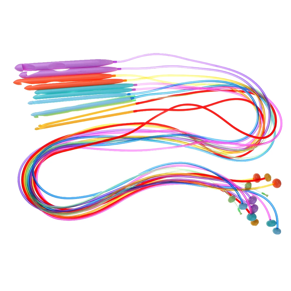 12pcs Plastic Flexible Afghan Tunisian Crochet Hooks Weave Needles 3.5-12mm
