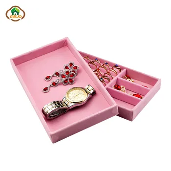 

MSJO Jewelry Organizer Lux Storage Tray Pink Velvet Women Desktop Drawer Jewelry Earring Ring Bracelet Organization Storage Box