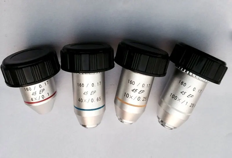 Полуплановый ахроматический объектив 4X10X40X100X160/0,17 для биологического микроскопа EP