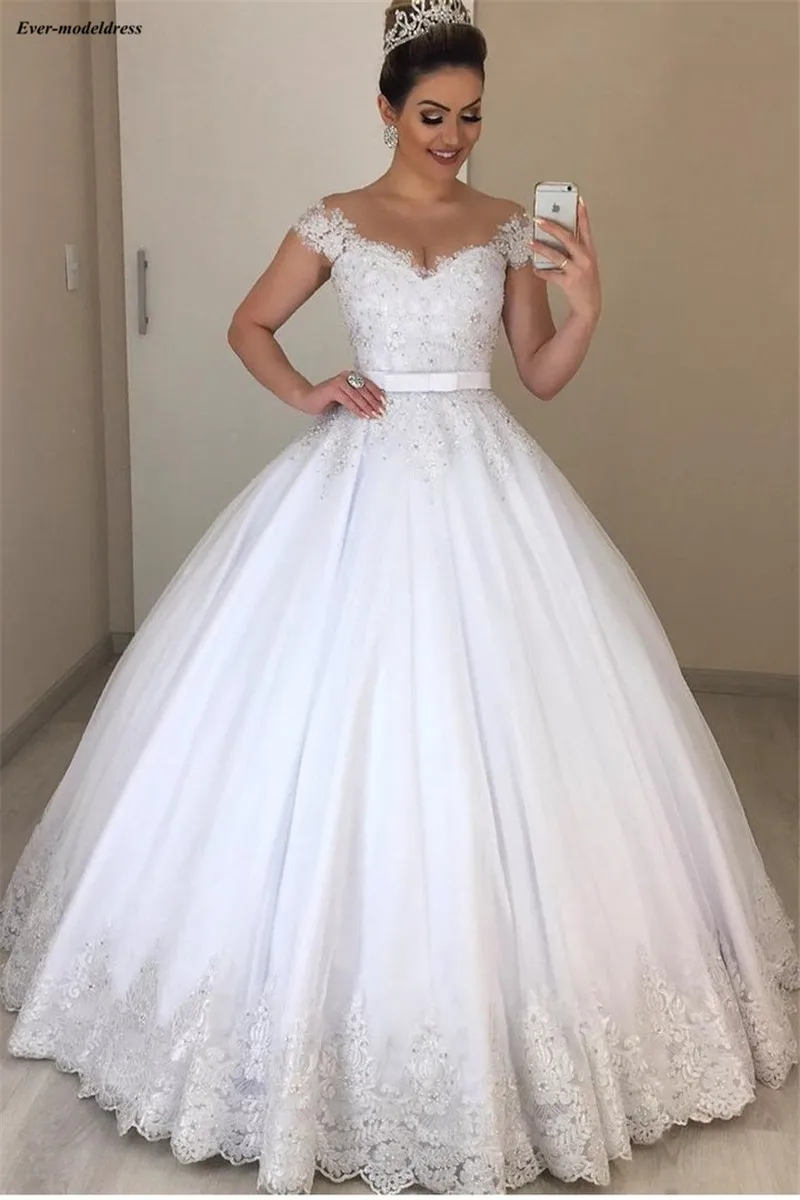 Vestido De Noiva, свадебные платья принцессы,, кружевные аппликации, расшитые бисером, с открытыми плечами, свадебные платья, платье невесты, Robe De Mariee