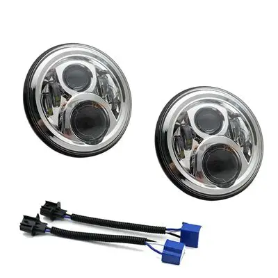2X7 дюймов круглый светодиодный фары проекционный комплект фар для Jeep Wrangler JK TJ LJ lada niva 4x4 suzuki samurai Hummer H1 H2 - Цвет: BLACK    50w   b