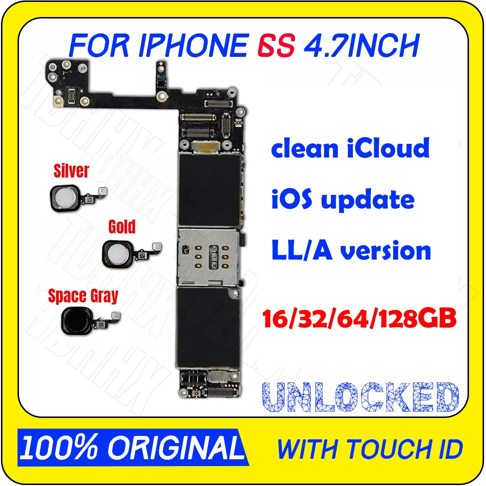 for iphone 6s Mainboard with / without Touch ID Good Tested 16GB 64GB 128GB 100% Original unlocked 6S Motherboard | Мобильные