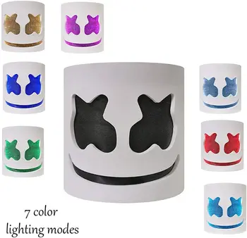 

7 Color DJ Mask Music Festival Light Up Latex Full Head Cover Mask Halloween Cosplay Party Props Masquerade Hood Masque Helmet