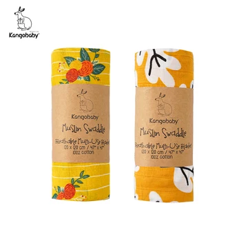 

Kangobaby #My Soft life# Brightly Colorful Flower And Leaf 2pcs Set Muslin Swaddle Blanket