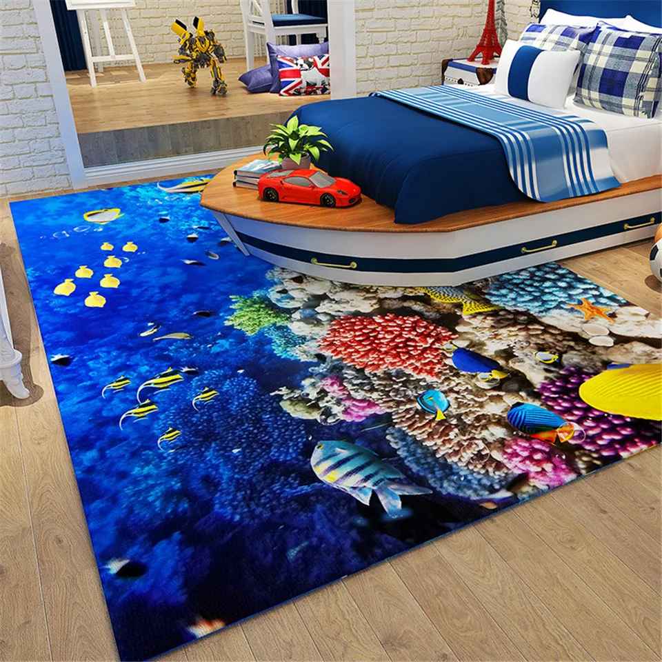

Sea Fish Carpet 3D Printed 80*120cm Big Carpet For Living Room Cartoon Carpet For Children's Room Non-slip Washable Carpet