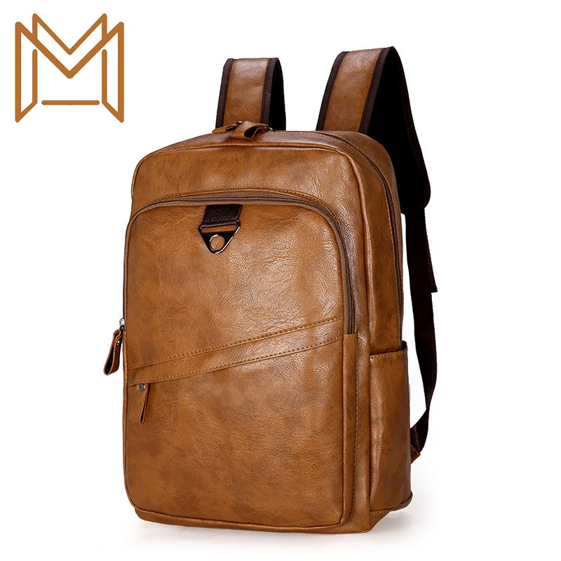 

Male Package Soft Leather Student Bag Capacity Both Shoulders Package Outdoor Sport Travel Backpack Pu Skin Male