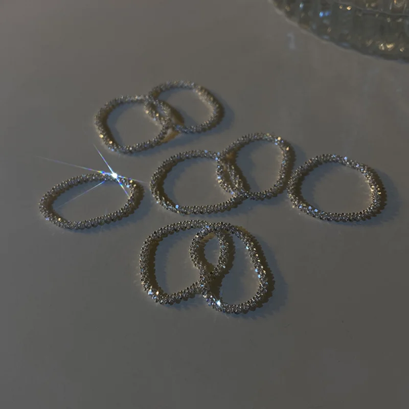 Peri'sBox Gold Silver Color Shiny Starburst Fishbone Rings Thin Water Wave Chain Rings for Women Glossy Plain Minimalist Jewelry - Image 5