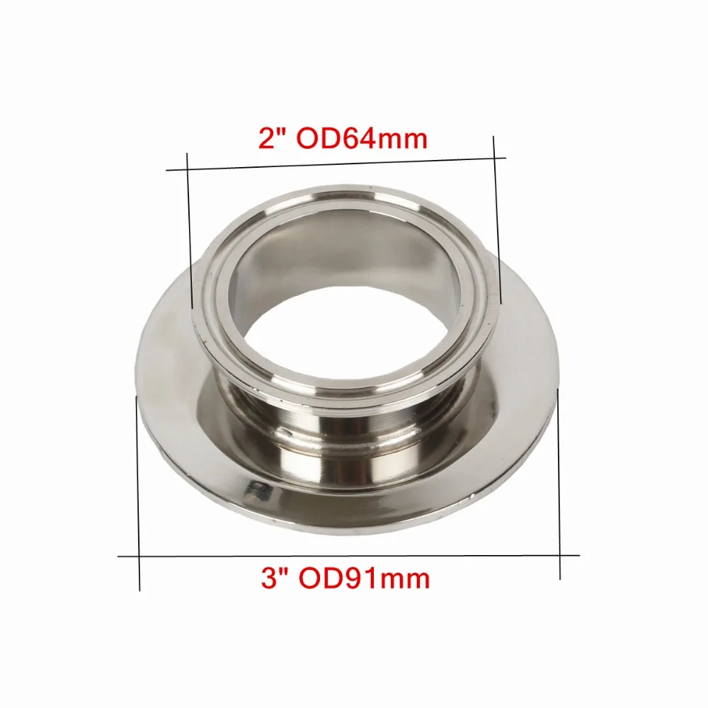 

2" OD64mm x 3" OD91mm End cap , Short Tri-clamp Reducer .Sanitary Steel 304 . Height 25mm