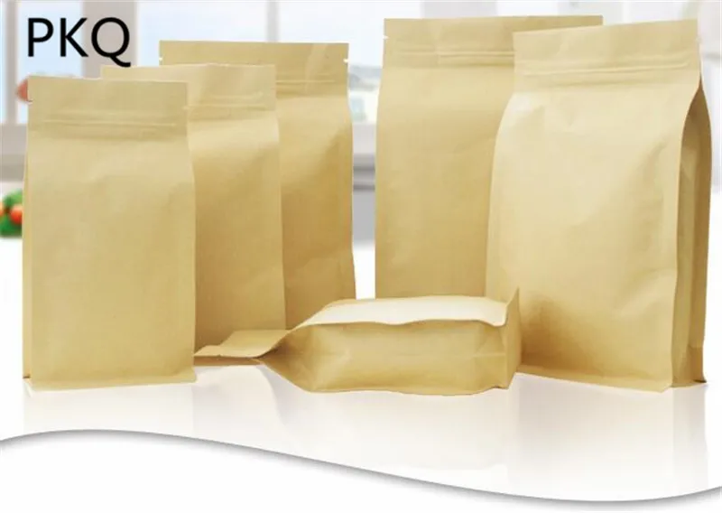 

10x20cm Retail Craft Paper Tea Bag Kraft Paper Self Sealing Bag Coffee Seeds Sweet Ziplock Seal Paper Bag Sealable Pouch Packing