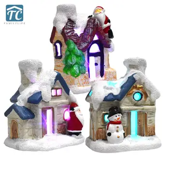 

Christmas Decorations Luminous Cottage With Lights Dreamy European Snow Scene House Children's Gift Christmas Ornaments