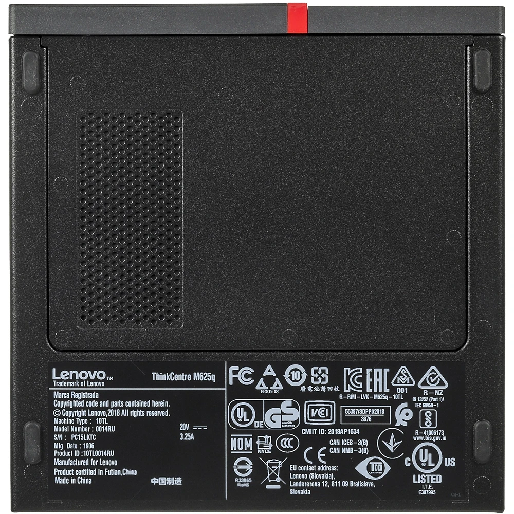 Процессор LENOVO ThinkCentre M625q, AMD E2 9000e, DDR4 4Гб, 128Гб(SSD), AMD Radeon R2, noOS, черный [10tl0014ru]
