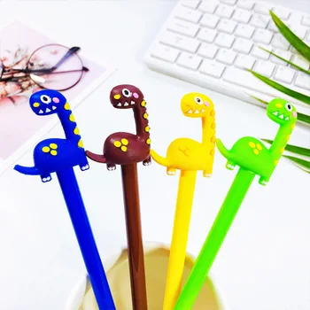 24 Uds. De bolígrafo de Gel de dinosaurio con cuello largo, creativo y bonito diseño de dibujos animados, material de oficina para Aprendizaje de estudiantes de 0,5mm