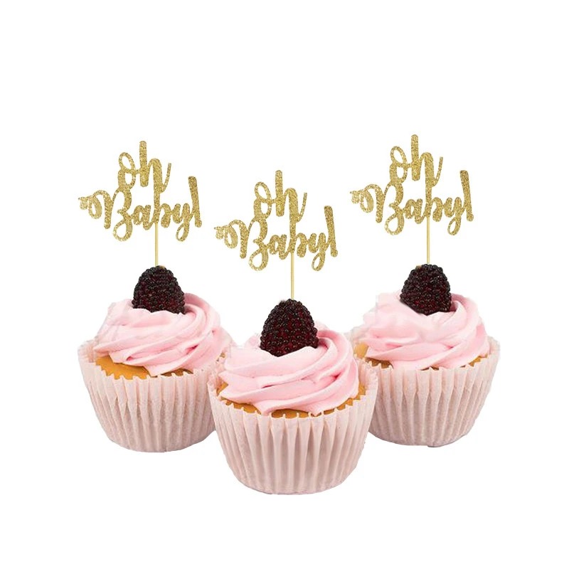 gold Chicinlife, 10 шт., Oh Baby Wild One Birthday Cupcake Toppers, для мальчиков и девочек, с днем рождения, для ребенка, для душа - Цвет: gold