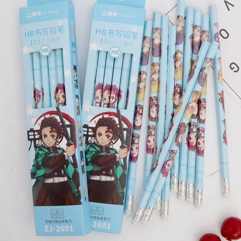 12 шт. аниме демон убийца Kimetsu без Yaiba узор HB Стандартный деревянный карандаш с