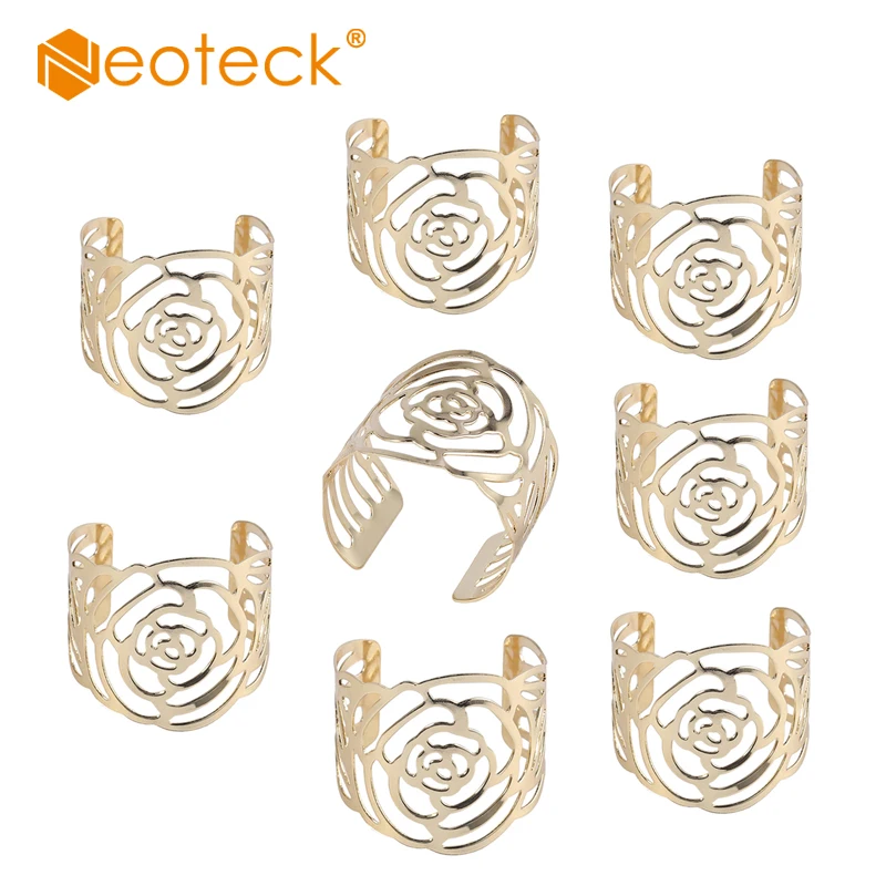 Neoteck 8 шт./компл. кольца-салфетки подставка пряжка дизайн розы искусственный