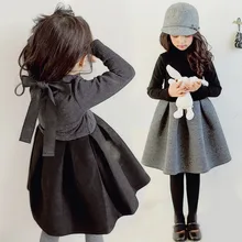 Платье для девочек зимнее платье с длинными рукавами осеннее бархатное черное платье-пачка принцессы для девочек от 3 до 14 лет