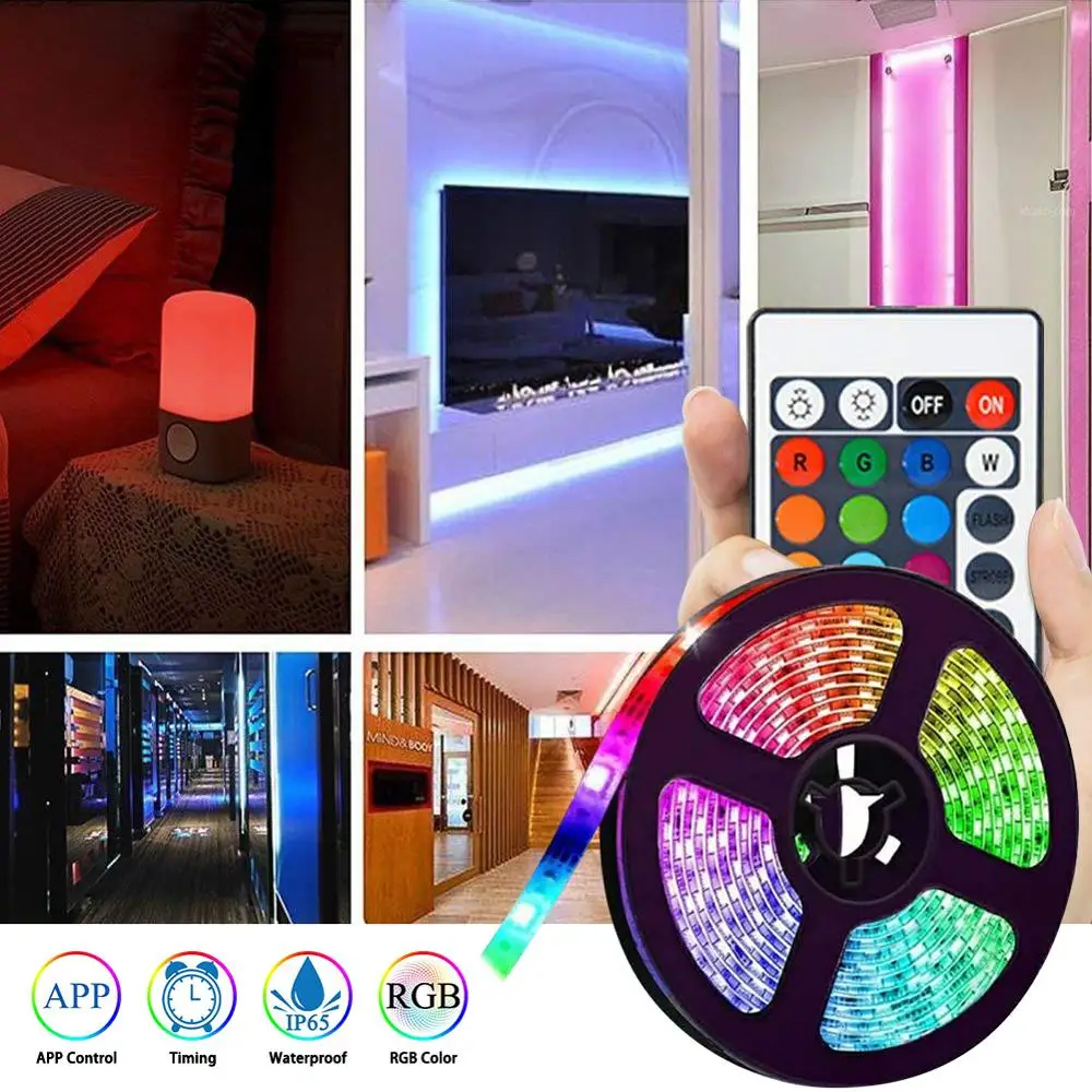 

16.4ft LED Light Strip Smart Home Wireless Strip Waterproof LED Flexible Light Strip Kit Voice Control LED Light Band