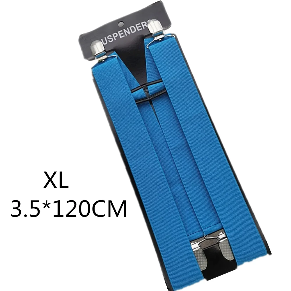 Light blue-120cm Дизайн, одноцветные подтяжки унисекс для взрослых, подтяжки для мужчин, 3 размера плюс, женские подтяжки, регулируемые эластичные детские подтяжки с h-образной спинкой - Цвет: Light blue-120cm