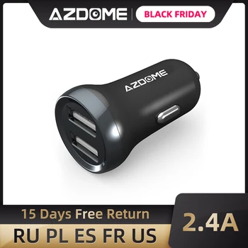 

AZDOME Car Charger Dual USB For Mobile Phone Tablet 2.4A Fast Charger Car-Charger Adapter for iPhone X/8/8 Plus