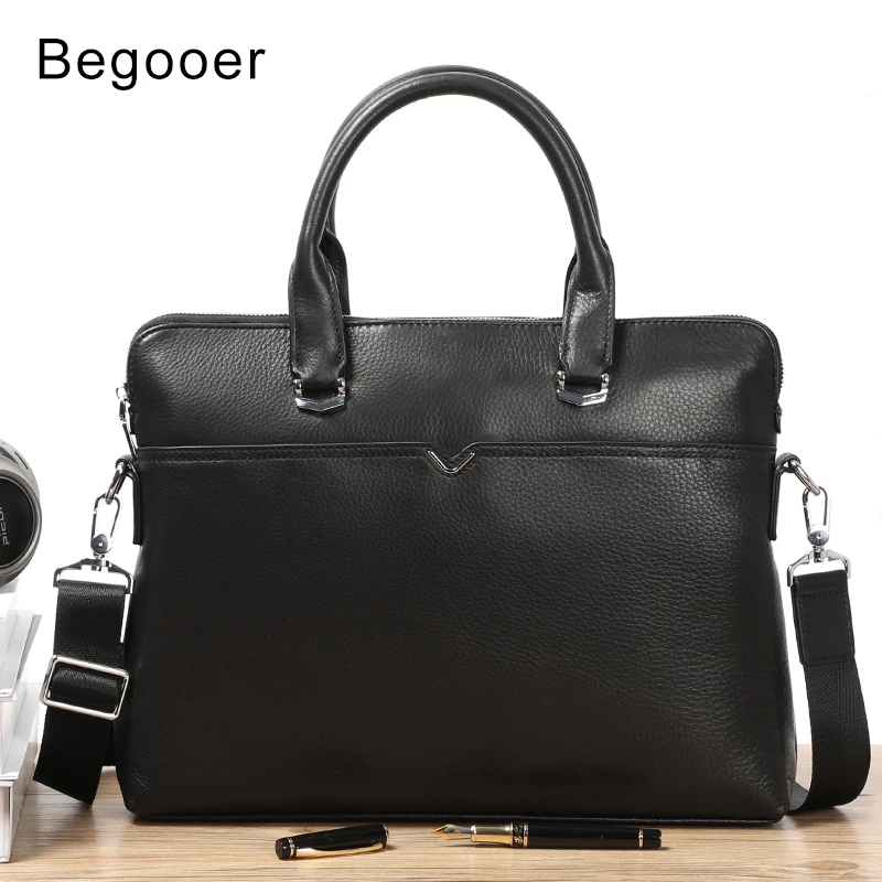 

New Fashion Genuine Leather Famous Brand Men Briefcase Commercial Laptop Briefcase Crossbody Shoulder Bag Men Hand Bag Black