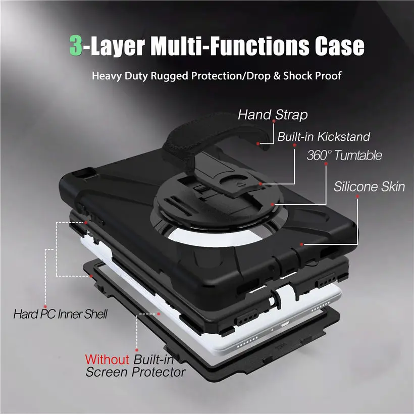 Najtaniej Sprawa dla samsung galaxy tab A 8.0 2019 SM T290 SM T295 T290 T295 T297 pokrywa Funda odporny na wstrząsy Heavy Duty z opaski na nadgarstek