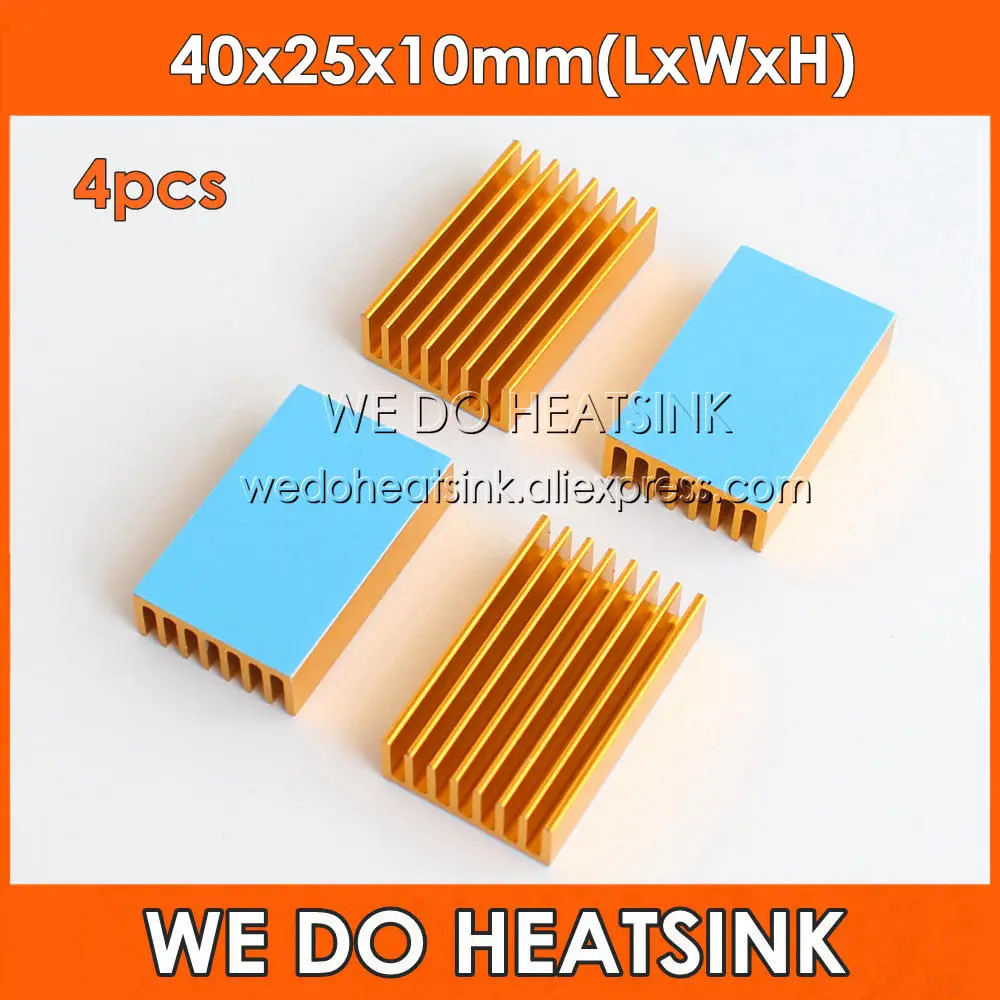 WE DO HEATSINK 4pcs Gold 40x25x10mm Extruded Aluminum Heatsink Radiator Cooler for Chip CPU GPU VGA RAM LED IC - | Компьютеры и офис