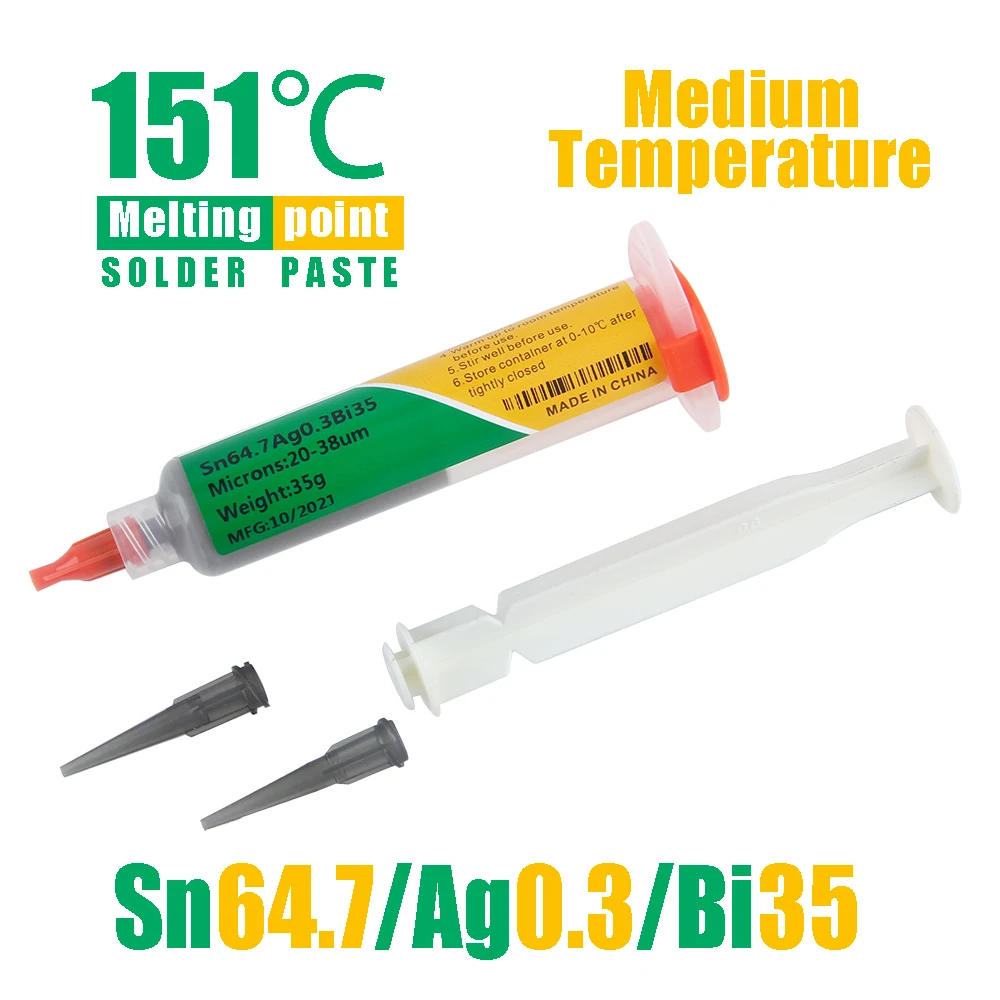 무연 중간 온도는 땜납 풀 Sn64.7Ag0.3Bi35 이동 전화 수선 녹는 성분 weldingPoint 151 ℃