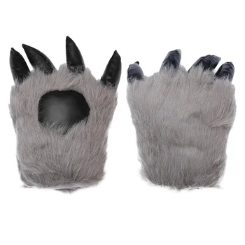 

1 Pair Wolf Claw Gloves Sturdy High Quality Durable Prime Wolf Claw Glove Bear Palm Glkoves Plush Gloves for Halloween