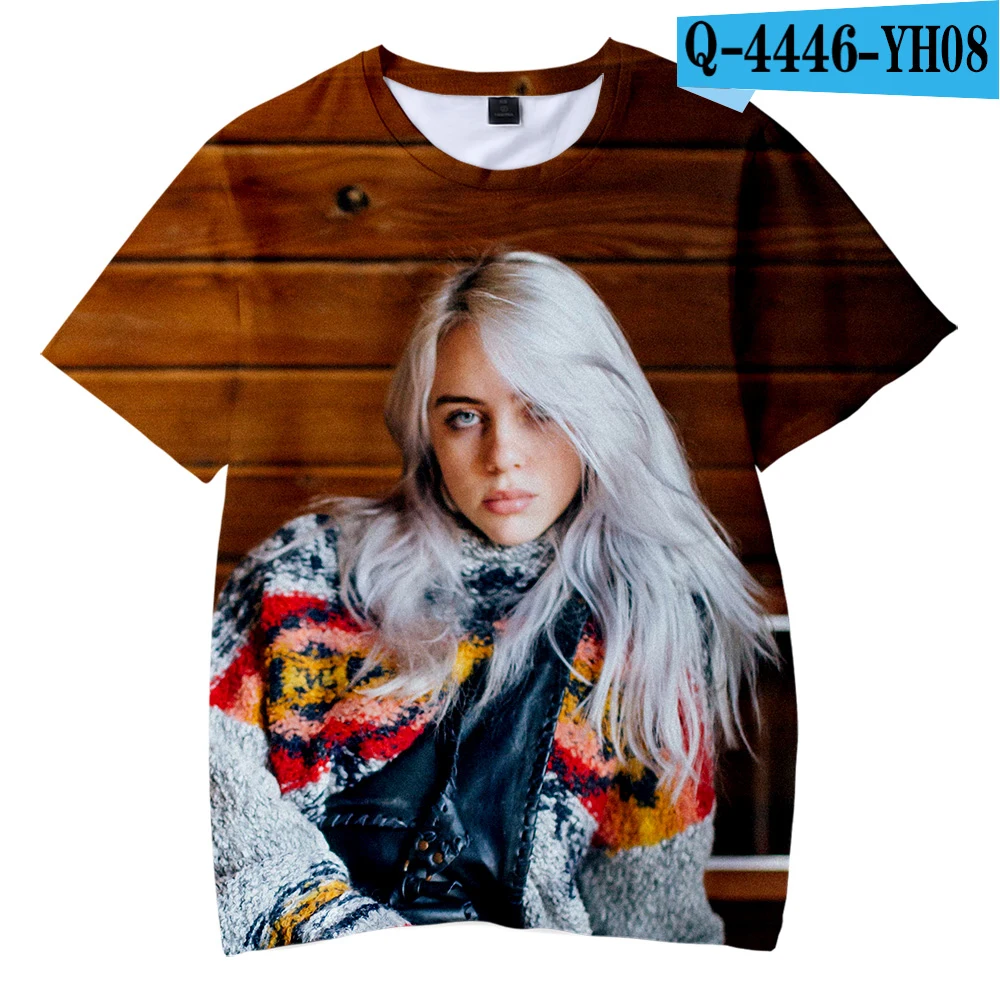 Billie Eilish/детская футболка; Новая модная футболка с 3D принтом; хлопковая Футболка с круглым вырезом для мальчиков и девочек; Летняя Повседневная футболка с короткими рукавами - Цвет: 12