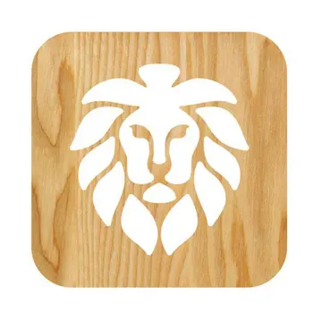 

Creative Lion Head Shape Acrylic Solid Wood Table Lamp LED Night Light Desktop Small Ornaments Bedroom Lamp