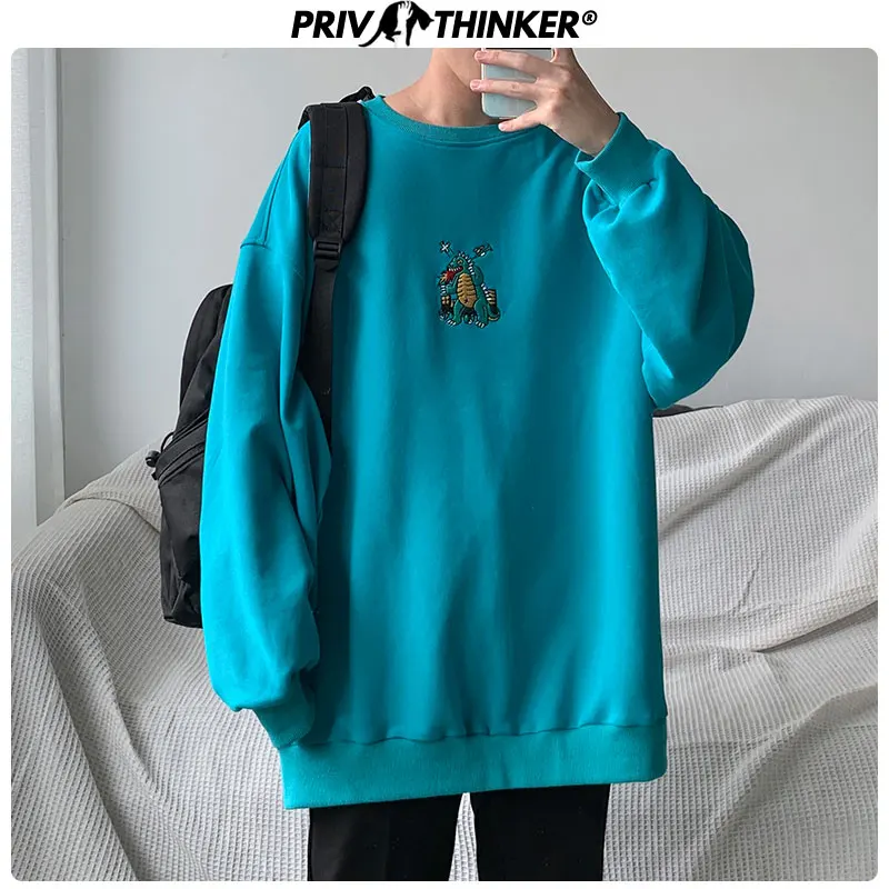 Privathinker мужские осенние пуловеры с вышивкой толстовки мужские s 3 цвета худи с круглым вырезом Мужская модная Корейская толстовка большого размера