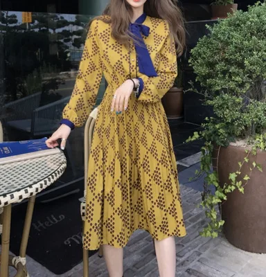 

2020 Spring Clothing New Style South Korea Sweet Platycodon Grandiflorum Fairy Immortal MORI Series Sweet Waist Hugging Mid-leng