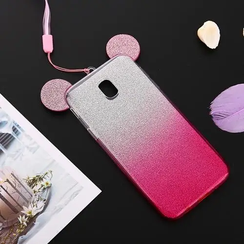 ears case pink Чехол для samsung J5 чехол милый 3D мультяшный Минни Кот Ститч силиконовый чехол для samsung Galaxy J3, J5, J7 года Pro EU чехол - Цвет: ears case pink
