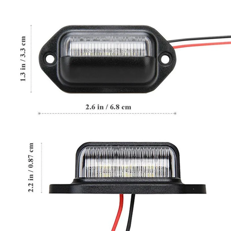 2pcs 6LED Number License Plate Tag Interior Step Light Boat Trailer Truck Car