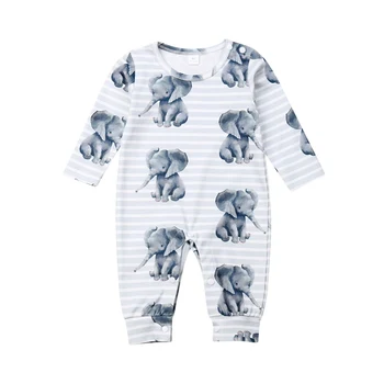 

0-24M Newborn Infant Baby Boy Girl Clothes Cute Elephant Print Cotton Romper Jumpsuit Playsuit Autumn Clothing