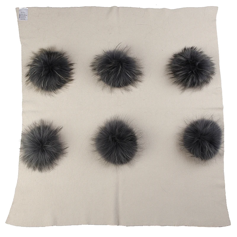 beige dark gray Geebro/теплое кашемировое Пеленальное Одеяло для новорожденных и детей постарше, одеяло для сна для путешествий с помпоном из натурального меха 15 см, постельные пеленки - Цвет: beige dark gray