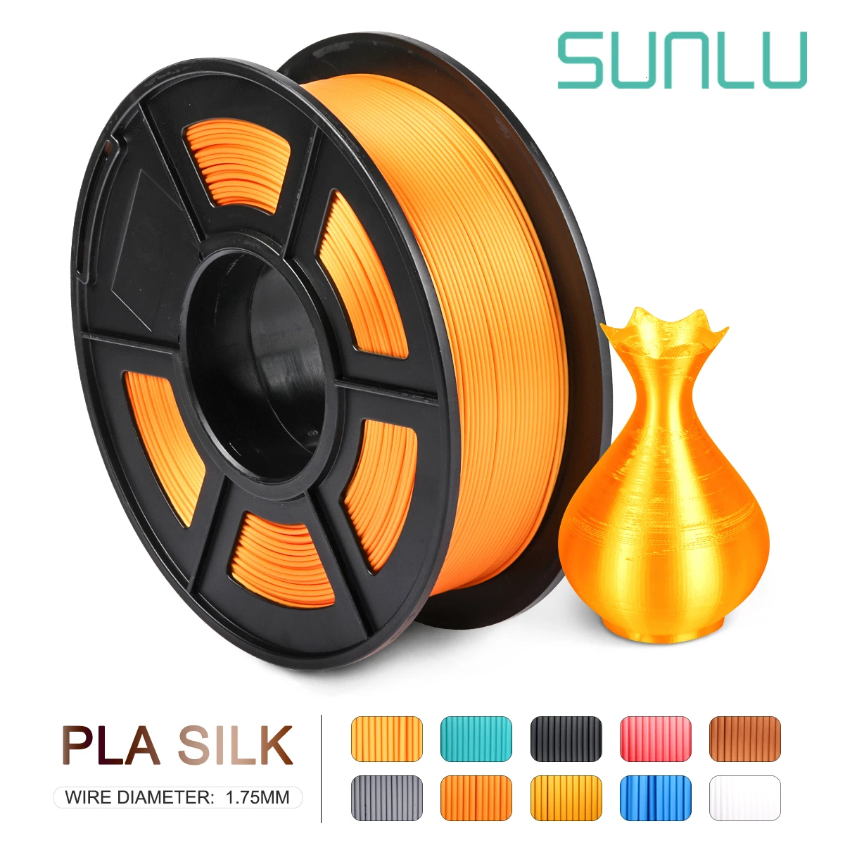 PLA SILK Filament LIGHTGOLD SILK 1kg 2.2 lbs 1.75mm per roll 3D Printer Filament DIY for 3D printing Refills golden - Цвет: HW-SILK-BS-1KG