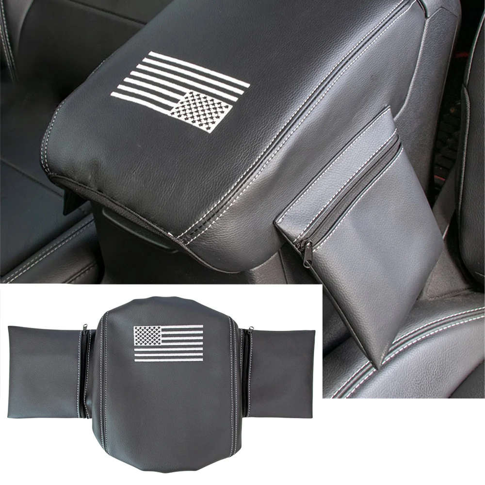 

For Jeep Wrangler JL 2018+ Armrest Box Center Console Armrest Pad with American Flag Logo Embroidery Car Interior Accessories