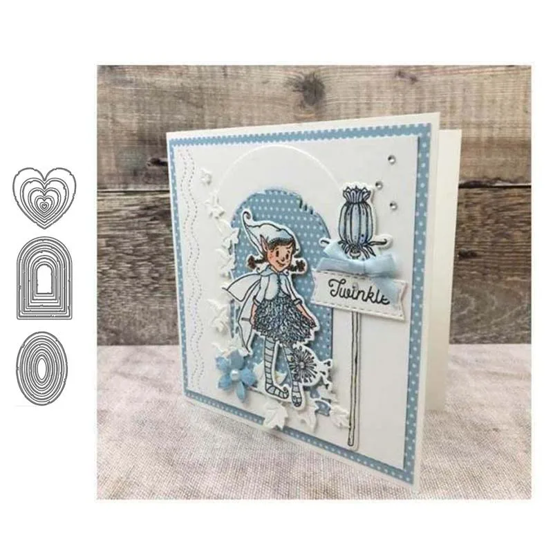 

JC Multiple Circle Heart Arched Frame Metal Cutting Dies Scrapbooking Die Cut DIY Card Make Stencil Craft Album Mold Decoration