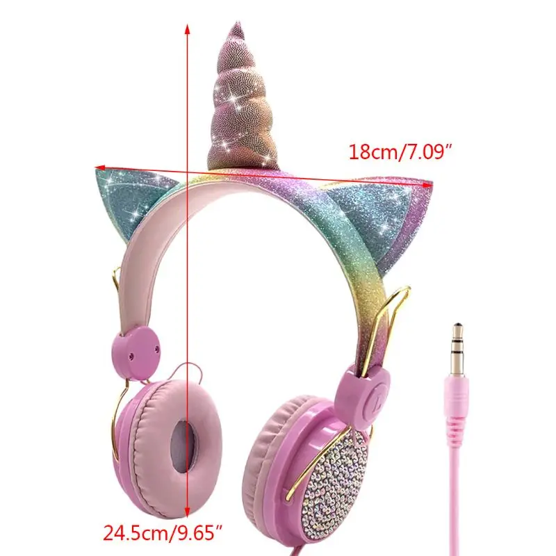 Dolls surprise Cute Unicorn Wired Headphone With Microphone Music Stereo Earphone Computer Mobile Phone Headset Kids Gift