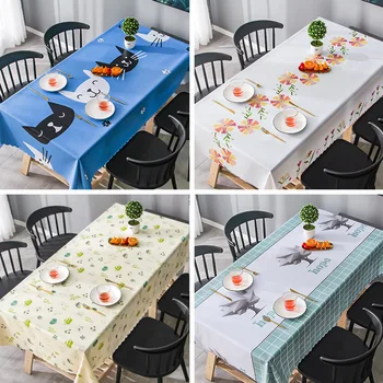 

Plant Printed pvc Tablecloth Rectangular Waterproof Oil-Proof Soft Table Cover Protector Picnic Mat Dinner Kitchen Decor