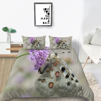 

3D Butterfly Bedding Set King Size Beautiful High End Natural Duvet Cover Queen Twin Full Single Double Comfortable Bed Set
