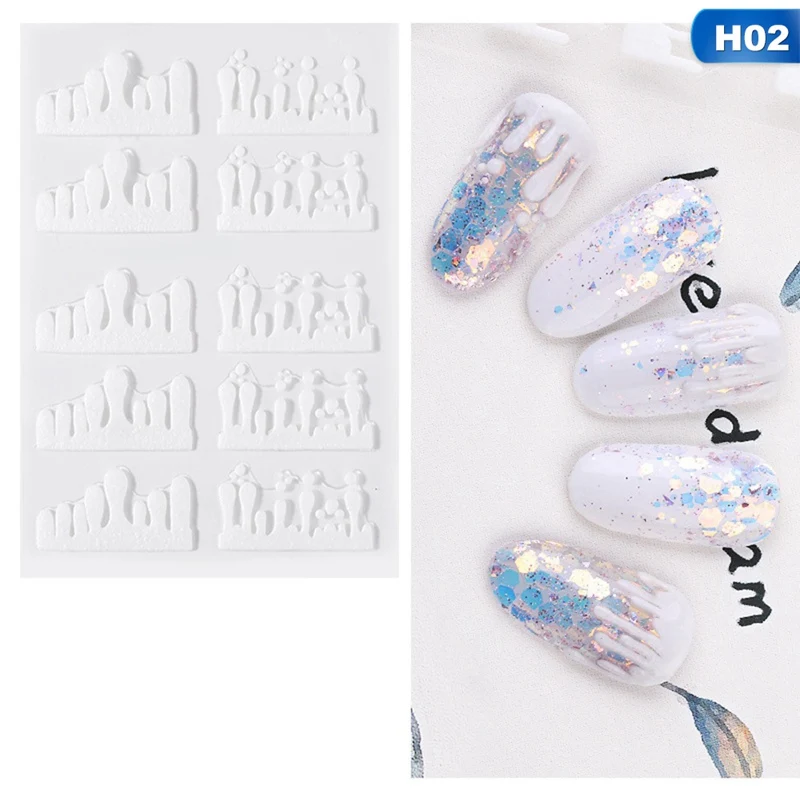 1 шт 3D акриловая Выгравированная наклейка с цветком для ногтей рельефные волнистые Водные Наклейки для ногтей модные эмпаистические украшения для ногтей водная горка - Цвет: 02