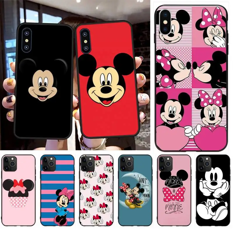 

HPCHCJHM Mickey Minnie Black TPU Soft Rubber Phone Cover for iPhone 11 pro XS MAX 8 7 6 6S Plus X 5S SE XR case